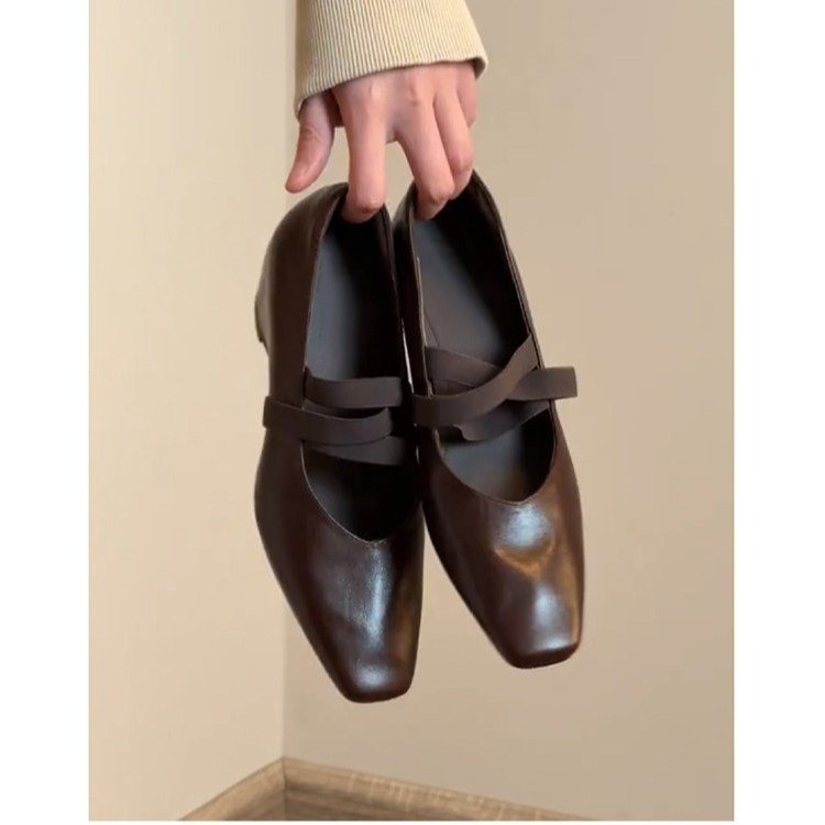 Vintage Collectible Shoes - 프랑스 스타일 빈티지 여성용 로우힐 플랫