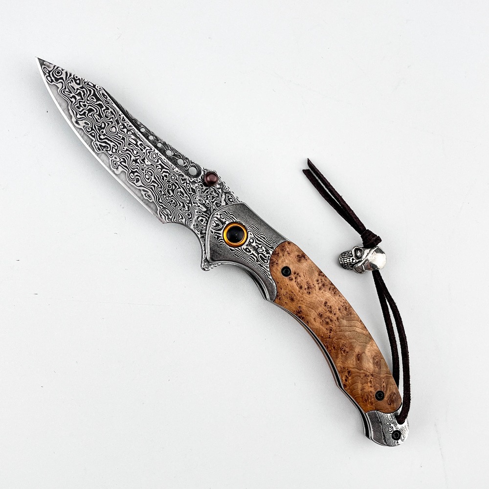 Vintage Collectible Knives - 고경도 다마스커스 패턴 접이식 나이프 빈티지