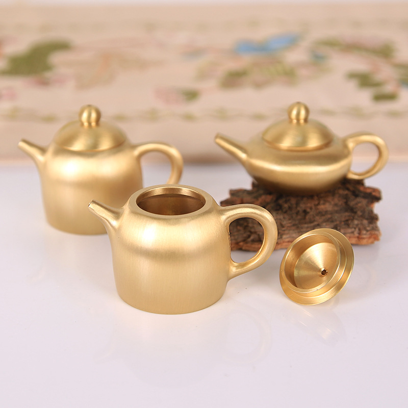 Vintage Collectible Furniture - 황동 미니 찻주전자, 중국 스타일 데스크탑