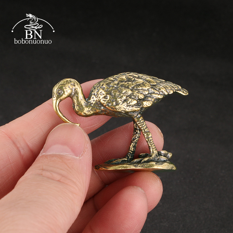 Vintage Collectible Accessories - 황동 빈티지 긴 뿔을 가진 크레인