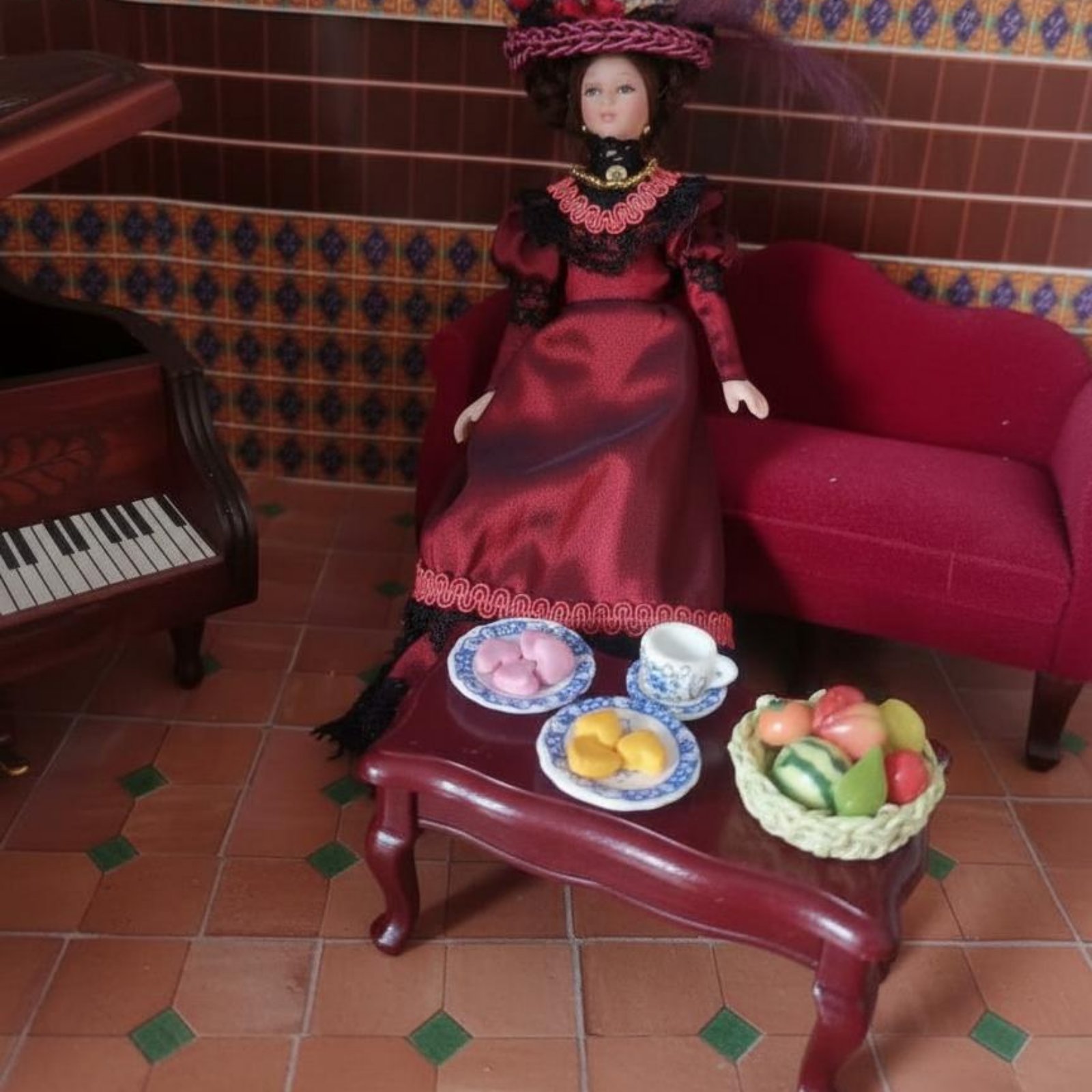 Vintage Collectible Porcelain Dolls - 1:12 비컨티넨탈 스타일의 포세이블 미니 피규어,