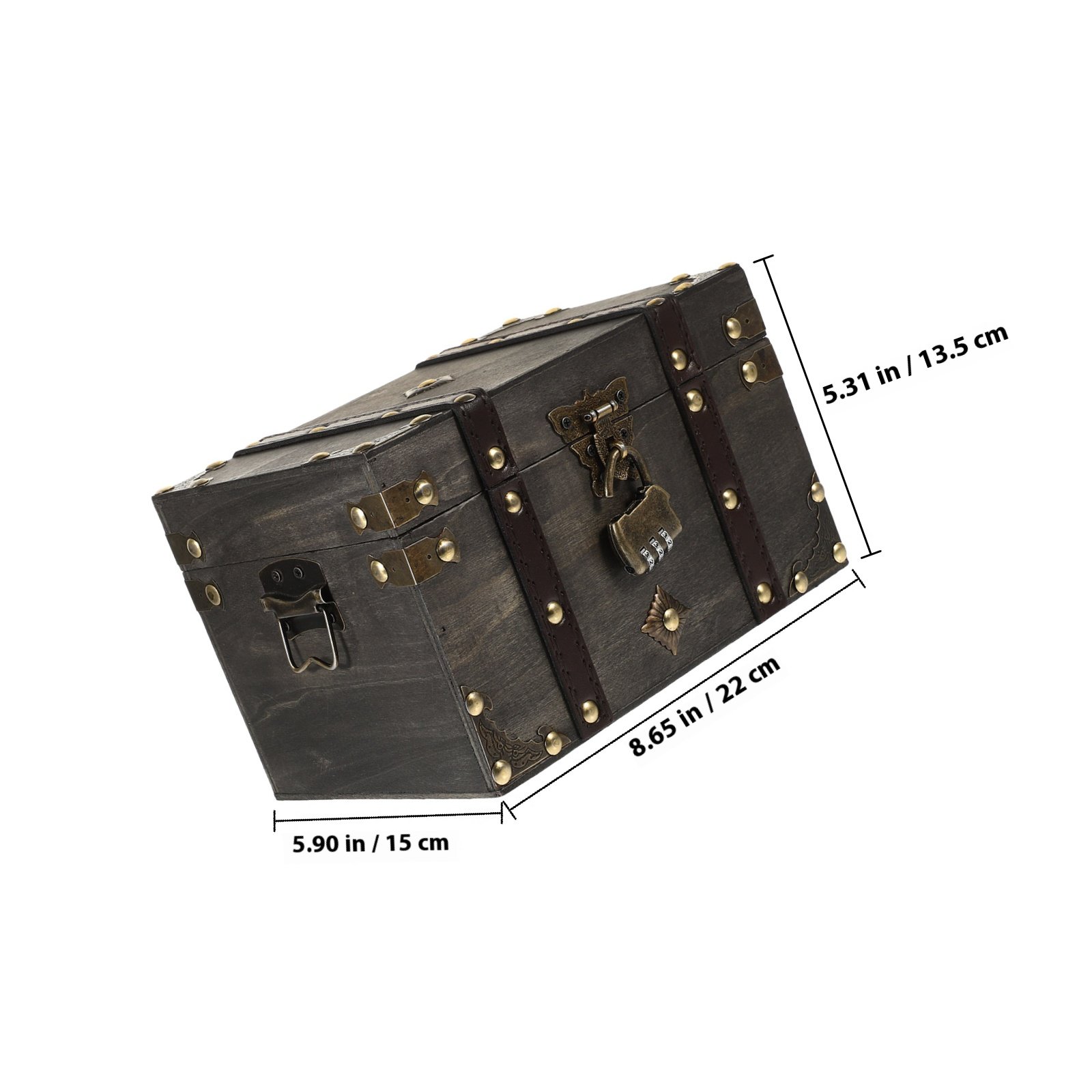 나무로 만든 잠금식 보물 상자 해적 테마 수납함 다용도 - Vintage Collectible Accessories 리뷰 및 가격