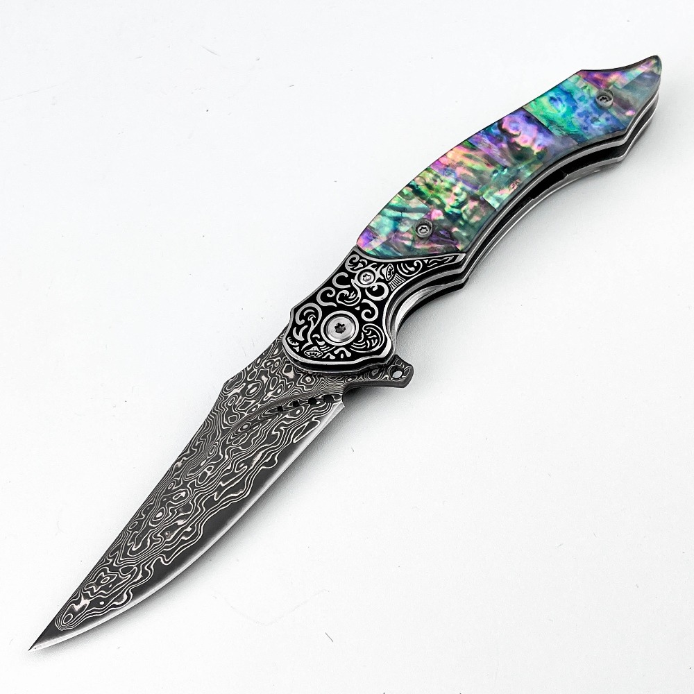 새로운 빈티지 다마스커스 패턴 블레이드 접이식 나이프, - Vintage Collectible Knives 리뷰 및 가격