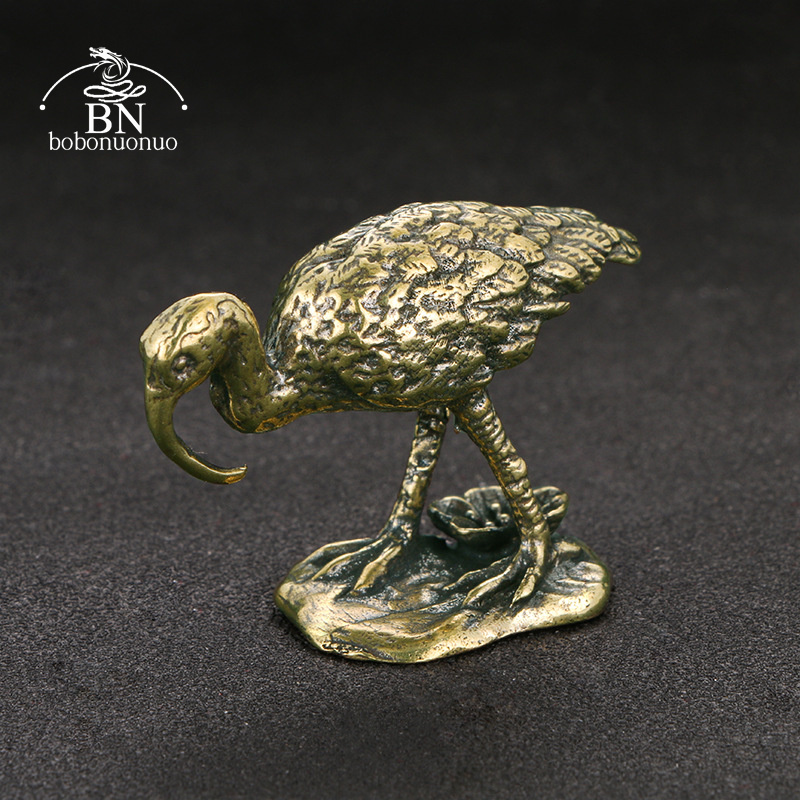 황동 빈티지 긴 뿔을 가진 크레인 조각상 미니어처 책상 - Vintage Collectible Accessories 리뷰 및 가격