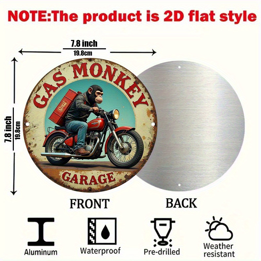 빈티지 가스 몽키 차고 벽 장식 - 7.8x7.8인치  - Vintage Collectible Signs 리뷰 및 가격