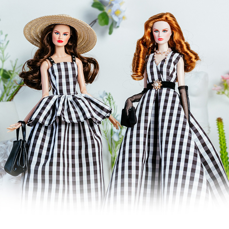 32cm 슈퍼 모델 인형 복장 유럽 패션 빈티지 흑백  - Vintage Collectible Accessories 리뷰 및 가격
