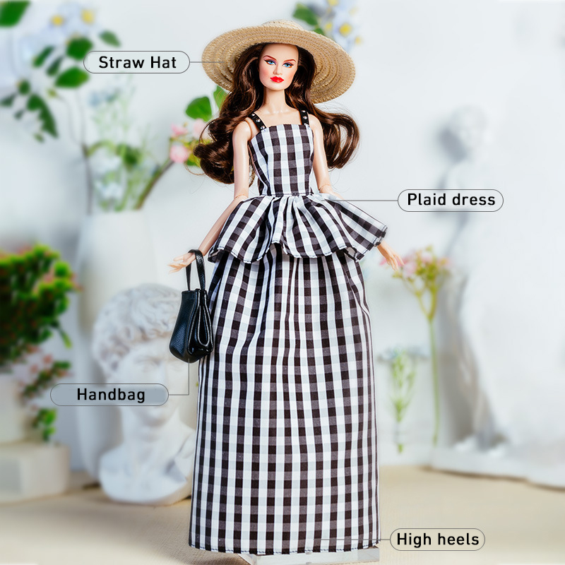 32cm 슈퍼 모델 인형 복장 유럽 패션 빈티지 흑백  - Vintage Collectible Accessories 리뷰 및 가격