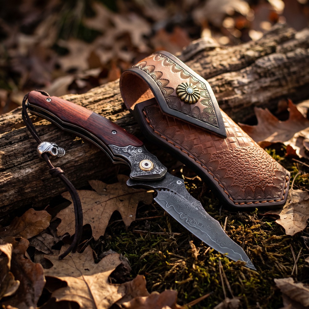 빈티지 각인 접이식 나이프 다마스커스 패턴 블레이드 원 - Vintage Collectible Knives 리뷰 및 가격